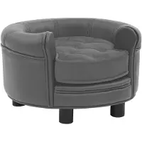 The Living Store Hundesofa Grau 48x48x32 cm Plüsch und Kunstleder