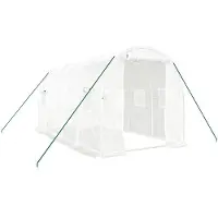 The Living Store Gewächshaus mit Stahlrahmen Weiß 8 m² 4x2x2 m