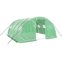 The Living Store Gewächshaus mit Stahlrahmen Grün 16 m² 4x4x2 m