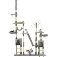 The Living Store Katzen-Kratzbaum mit Sisal-Kratzsäulen 230 - 250 cm Grau