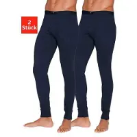 H.I.S. Lange Unterhose H.I.S, Herren, Gr. XXL, 2 Stk., blau (navy), Jersey, Obermaterial: 95% Baumwolle, 5% Elasthan, unifarben, körpernah, Unterhosen Lange Unterhose, mit Bündchen am Bein