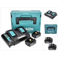 Makita Power Source Kit 18 V mit 2x BL 1860 B 6,0 Ah Akku ( 197422-4 ) + DC 18 SH Doppel Ladegerät ( 199687-4 ) + Makpac