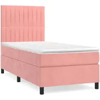 vidaXL Boxspringbett mit Matratze Rosa 90x190 cm Samt