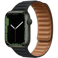 Apple Leather Link Armband für Watch | 44/45/46/49 mm - Größe M/L - Midnight