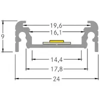 Brumberg Anbau-Profil Höhe 9 mm Länge 1 m alu