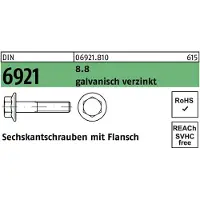 Reyher DIN 6921 - Stahl 8.8 verzinkt - M 16x50 - Sechskantschrauben mit Flansch ohne Sperrverzahnung