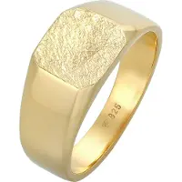 KUZZOI Siegelring "Ring Basic Siegelring Herren Quadrat Matt 925 Silber" Gr. 66, gold, Fingerringe, Herren, 66, ohne Stein, Silber 925 (Sterlingsilber), 11mm, Siegelring