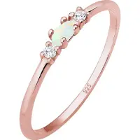 Elli Silberring "Ring Opal Marquise und Zirkonia 925 Sterling Silber" Gr. 58, rosa (rosegold), Fingerringe, Damen, 58, Silber 925 (Sterlingsilber), Silberring