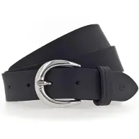 Tamaris Ledergürtel "Clara Silver", Damen, Gr. 85, blau, Rindsleder, unifarben, Basic, Gürtel Ledergürtel, mit glänzender silberfarbener Schließe, unifarben, 3 cm breit