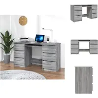 vidaXL Schreibtisch Grau Sonoma 140x50x77 cm Holzwerkstoff - Schreibtische