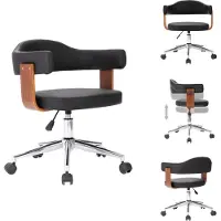 vidaXL Drehbarer Bürostuhl Schwarz Bugholz und Kunstleder - Bürostühle