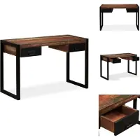 vidaXL Schreibtisch mit 2 Schubladen Altholz Massiv 120x50x76 cm - Schreibtische