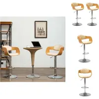 vidaXL Barhocker 2 Stk. Creme Bugholz und Kunstleder - Barhocker