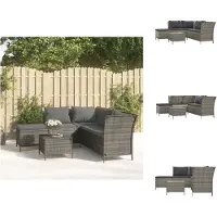 vidaXL 4-tlg. Garten-Lounge-Set mit Kissen Grau Poly Rattan - Gartenmöbel-Sets