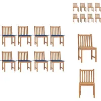 vidaXL Gartenstühle 8 Stk. mit Kissen Massivholz Teak - Gartenstühle