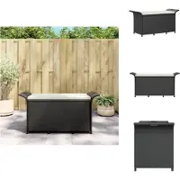 The Living Store Gartenbank mit Kissen Schwarz 116x46x57 cm Poly Rattan