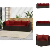 vidaXL 3-tlg. Garten-Lounge-Set mit Kissen Braun Poly Rattan - Gartensofas