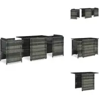 vidaXL 3-tlg. Bistro-Set mit Auflagen Poly Rattan Grau - Gartenmöbel-Sets
