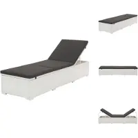 vidaXL Sonnenliege mit Auflage Poly Rattan Weiß - Sonnenliegen