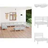 vidaXL 12-tlg. Garten-Lounge-Set Weiß Massivholz Kiefer - Gartenmöbel-Sets