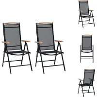 vidaXL Gartenstühle Klappbar 2 Stk. Aluminium und Textilene Schwarz - Gartenstühle