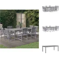 vidaXL 9-tlg. Garten-Essgruppe Massivholz Akazie Grau - Gartenmöbel-Sets
