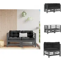 vidaXL Ecksofas mit Kissen 2 Stk. Grau Massivholz Kiefer - Gartensofaelemente
