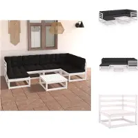 vidaXL 7-tlg. Garten-Lounge-Set mit Kissen Massivholz Kiefer - Gartenmöbel-Sets
