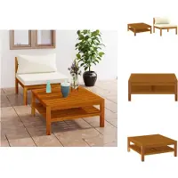 The Living Store 2-tlg. Garten-Sofagarnitur mit Cremeweißen Kissen Akazienholz