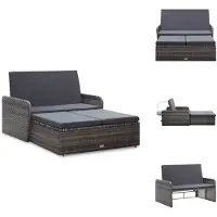 vidaXL 2-tlg. Garten-Lounge-Set mit Auflagen Poly Rattan Grau - Gartenmöbel-Sets