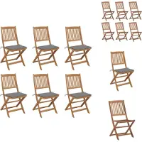 vidaXL Klappbare Gartenstühle 6 Stk. mit Kissen Massivholz Akazie - Gartenstühle