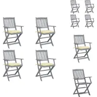 vidaXL Klappbare Gartenstühle 4 Stk. mit Kissen Massivholz Akazie - Gartenstühle