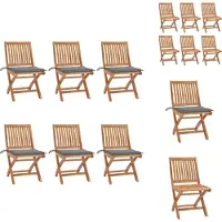 vidaXL Klappbare Gartenstühle mit Kissen 6 Stk. Massivholz Teak - Gartenstühle