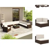 vidaXL 12-tlg. Garten-Lounge-Set mit Auflagen Poly Rattan Braun - Gartenmöbel-Sets