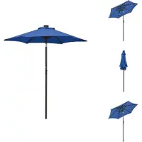 vidaXL Sonnenschirm mit LED-Leuchten Azurblau 200x211cm Aluminium - Sonnenschirme & Sonnenschutze
