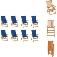 vidaXL Garten-Liegestühle mit Kissen 8 Stk. Massivholz Teak - Gartenstühle