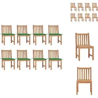 vidaXL Gartenstühle 8 Stk. mit Kissen Massivholz Teak - Gartenstühle