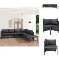 vidaXL 7-tlg. Garten-Lounge-Set mit Kissen Poly Rattan Grau - Gartenmöbel-Sets