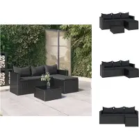 vidaXL Garten-Lounge-Set Schwarz Poly Rattan - Gartenmöbel-Sets