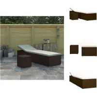 vidaXL Sonnenliege mit Auflage und Teetisch Poly Rattan Braun - Sonnenliegen