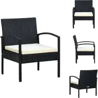 vidaXL Gartenstuhl mit Kissen Poly Rattan Schwarz - Gartenstühle