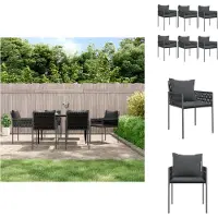 vidaXL Gartenstühle mit Kissen 6 Stk. Schwarz 54x61x83 cm Poly Rattan - Gartenstühle