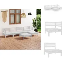 vidaXL 6-tlg. Garten-Lounge-Set Massivholz Kiefer Weiß - Gartenmöbel-Sets