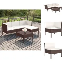 vidaXL 5-tlg. Garten-Lounge-Set mit Auflagen Poly Rattan Braun - Gartenmöbel-Sets