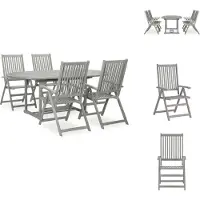 vidaXL 5-tlg. Garten-Essgruppe Massivholz Akazie Grau - Gartenmöbel-Sets