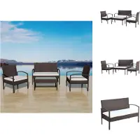 vidaXL 4-tlg. Garten-Lounge-Set mit Auflagen Poly Rattan Braun - Gartenmöbel-Sets