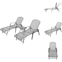 vidaXL Sonnenliegen 2 Stk. mit Tisch Stahl Anthrazit - Sonnenliegen