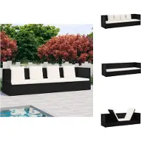 vidaXL Garten-Sofabett mit Kissen Poly Rattan Schwarz - Sonnenliegen