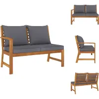 vidaXL Gartenbank 114,5 cm mit Dunkelgrauen Kissen Massivholz Akazie - Gartensofaelemente