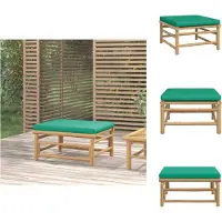 vidaXL Gartenhocker mit Grünem Kissen Bambus - Gartensofaelemente